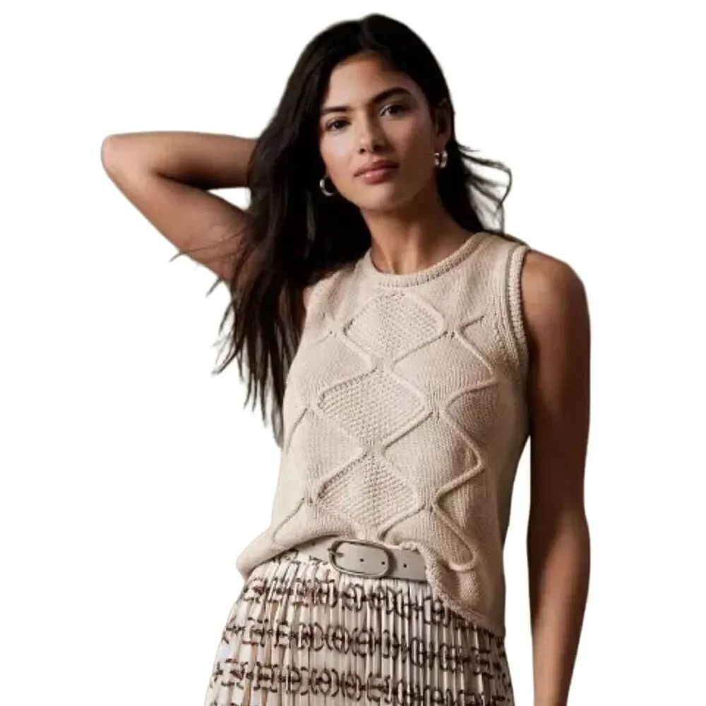 New! Banana Republic Sleeveless Cable Knit Sweater Sz S